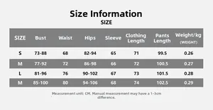 Size chart for lace patchwork deep V-neck top and flared trousers set in S to XL