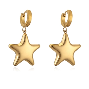 Chic gold-plated stainless steel star drop earrings with elegant polished finish
