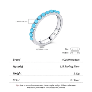 Anello in argento sterling S925 con pietre turchesi sintetiche e design a mezza eternità