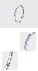 Macro detail of S925 sterling silver ring showing hand-set 5A cubic zirconia and S925 hallmark