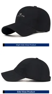 Vue détaillée montrant les profils latéral et frontal d'une casquette de sport noire