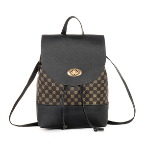 Mini PU leather backpack for women with ring print pattern and metal twist lock