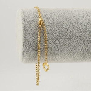 Bracelet de cheville élégant en acier inoxydable doré 18 carats avec pendentif cœur