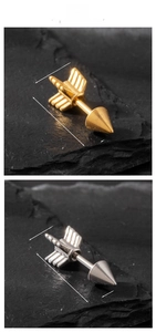 Dimensions détaillées pour boucles d'oreilles flèches dorées et argentées style punk