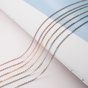 Close-up of S925 sterling silver necklaces in rose gold, gold and silver finishes