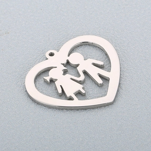 Edelstahl Hohlherz Anhänger Charm Junge Mädchen Silhouette Für DIY Schmuckherstellung Romantischer Cartoon Stil