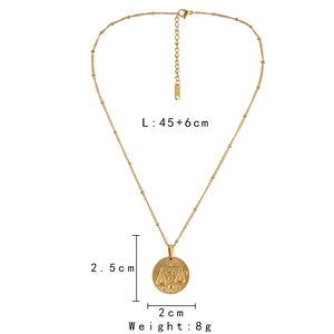 Detail of gold Libra coin pendant with 45+6cm chain length and 8g weight specs