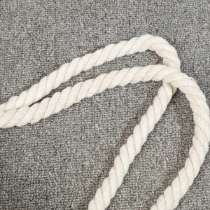Detail shot of off-white cotton twisted rope handles on a durable tote bag