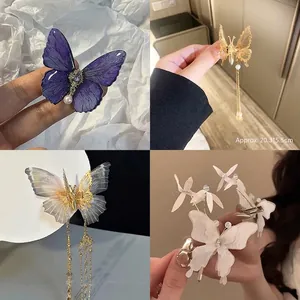 Elegant butterfly hair clip with tassels for Hanfu hairstyle in various styles