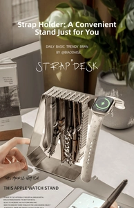Soporte de aluminio CNC para correas de Apple Watch con acabado metálico y diseño de mesa