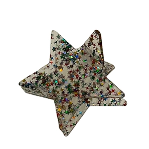 Transparent star hair claw clip with colorful holographic glitter and sequins for women