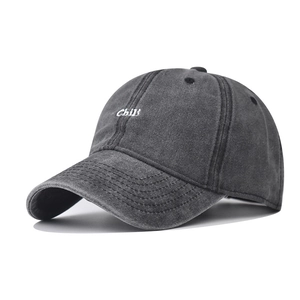 Retro Washed Cotton Baseball Cap Distressed Chili Letter Embroidery Adjustable Outdoor Leisure Sun Hat For Men Women
