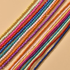 Round Loose Beads Synthetic Turquoise Dyed Stone Straight Hole Spacer Beads For DIY Jewelry Making Bracelet Necklace