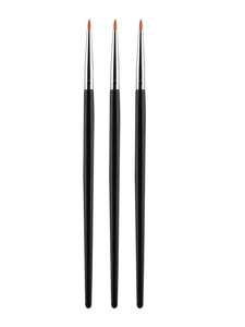 Three-piece ultra-fine eyeliner brush set with red synthetic bristles and black handles