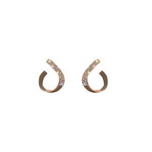 Elegant rose gold teardrop stud earrings with pavé crystals on a clean white background