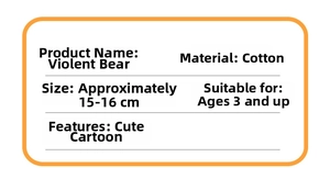 Specifications of candy-colored plush bear keychain showing size and cotton material detail