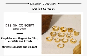 Detail of 18K gold-plated vintage french ear cuffs with intricate hollow patterns