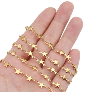 2m stainless steel star chain in 18k gold finish for DIY jewelry necklace making