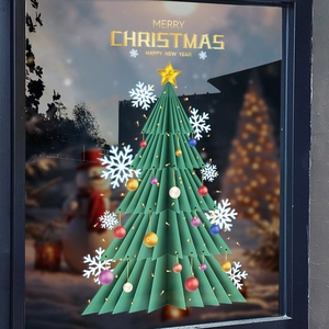 Christmas tree window sticker with snowflakes for festive glass door holiday decoration
