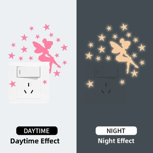Luminous fairy and stars switch wall stickers showing day and night glow effect