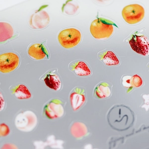 Adesivi per unghie semitrasparenti stile giapponese con motivi di frutta ad acquerello