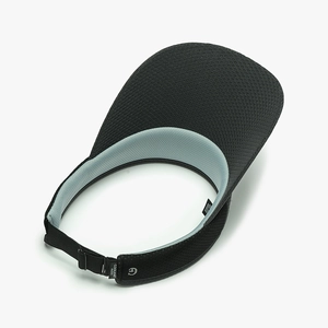 Breathable black outdoor sports visor hat with mesh fabric and adjustable strap