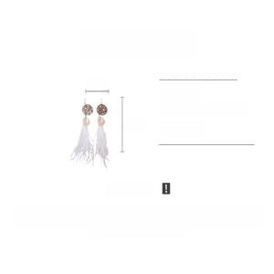 Detailed size specifications for bohemian long white feather earrings with 21cm length