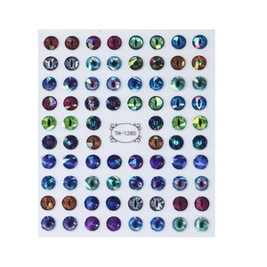 3D realistic dragon eye nail stickers with holographic cat-eye iris designs and butterflies