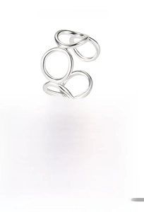 Detailed view of S925 sterling silver multi-layer cross ring with adjustable opening
