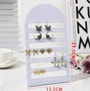 L-shaped jewelry display stand with dimensions 23.5cm by 13.5cm in white acrylic