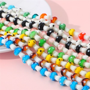 Vibrant mushroom glass beads in various colors for DIY necklace and bracelet crafting