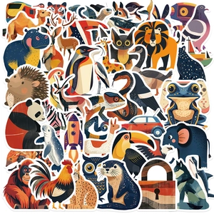 Cute Cartoon Animal Art Illustration Stickers For Laptop Luggage Notebook Decorative Stickers Waterproof Decals For Kids Adults