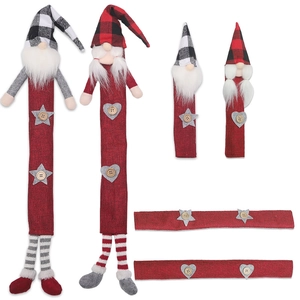 6pcs Christmas gnome refrigerator handle covers set in red and black plaid burlap