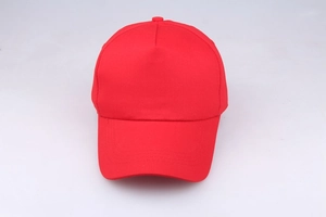 Classic red cotton baseball cap with a crying face print for casual outdoor sun protection