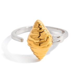 Bague croissant en or 18 carats créative avec design fourchette en argent