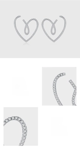 Detailed view of S925 sterling silver heart earrings with 5A grade zircon micro-inlay