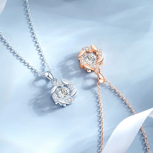 Elegant S925 silver wheat necklace in silver and rose gold with sparkling zircon stones