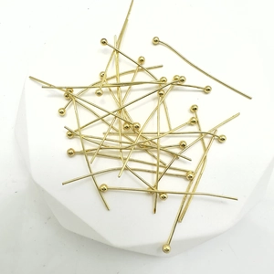 Copper Real Gold Plated Ball Head Pins DIY Jewelry Making Handmade Round Head Needle For Earring Necklace Findings Accessory