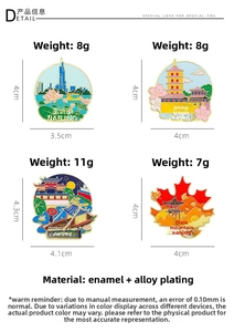 Set of four Nanjing landmark enamel pins including Xuanwu Lake and Jiming Temple