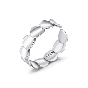 Minimalist S925 sterling silver ring with irregular scales polished metal oval discs