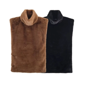 Gilet In Pelliccia Sintetica Da Donna A Collo Alto Senza Maniche Pullover Tinta Unita Caldo Invernale Capispalla Peluche