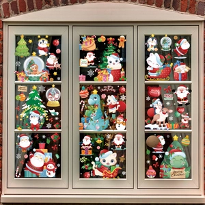 Stickers de Noël pour fenêtres avec Père Noël et sapin pour décoration de vitres