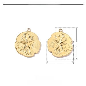 Pendentif étoile de mer en acier inoxydable doré 20mm avec dimensions et poids