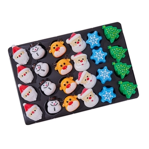 Set of 24 glowing Christmas rings featuring Santa Claus, reindeer, and snowmen for kids