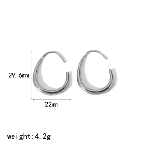 Detailed view of silver teardrop earrings with dimensions of 29.6mm height and 22mm width