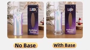 Detailed comparison of LED flameless candles with and without base in star packaging