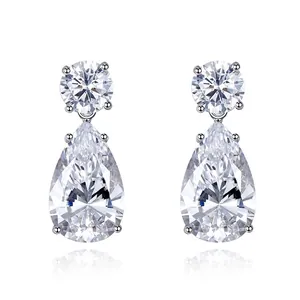 925 Sterling Silver Zirconia Water Drop Earrings For Women Elegant Pear Cut Teardrop Drop Earrings Simple Fashion Jewelry Gift