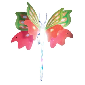 Luminous butterfly magic wand toy with colorful LED wings and handheld transparent stick