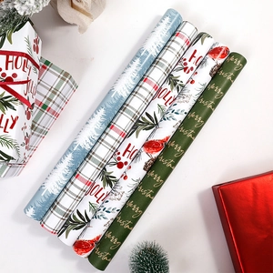 Christmas Gift Wrapping Paper Copperplate Paper Multiple Patterns Festive Holiday Present Decor Hand Drawn Style
