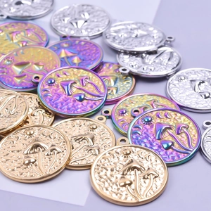 Rainbow and gold celestial mushroom pendants made of durable stainless steel for jewelry